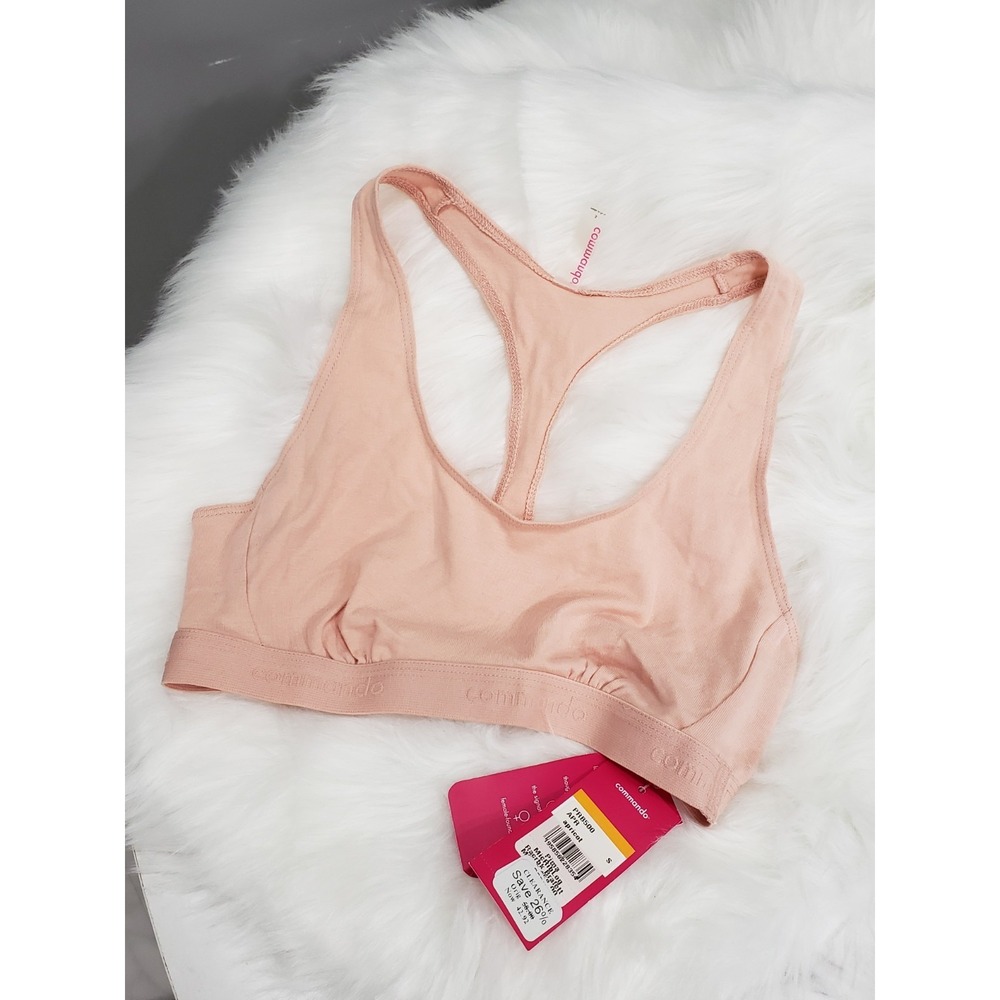 NEW SIZE SMALL APRICOT‎ commando Soft-Rib Logo Racerback Bralette PRB500